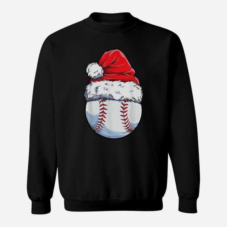 Christmas Baseball Ball Santa Hat Funny Sport Xmas Boys Men Sweatshirt