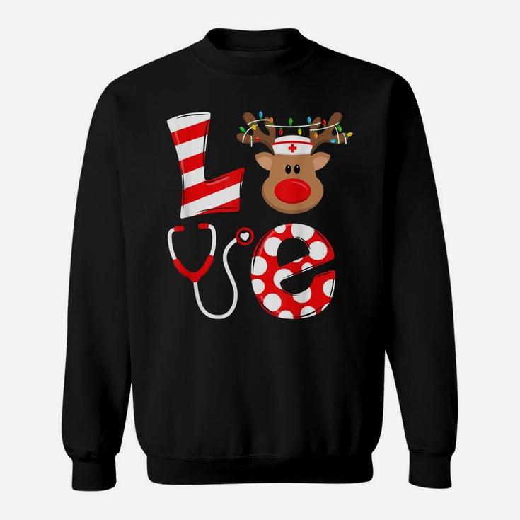 Christmas Nurse Love Nicu Rn Er Santa Reindeer Nurse Hat Elf Sweatshirt