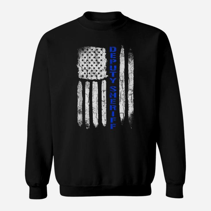 Deputy Sheriff Shirts For Men Thin Blue Line American Flag Sweatshirt