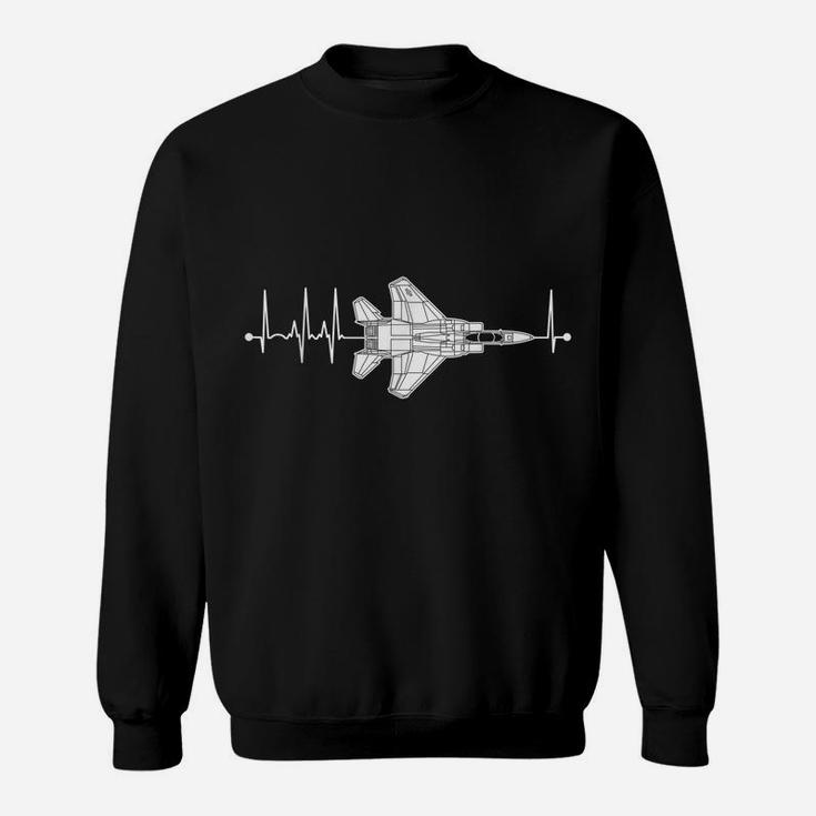 F-15 Eagle Schematic Airplane Pulse Ekg Pilot F15 Heartbeat Sweatshirt