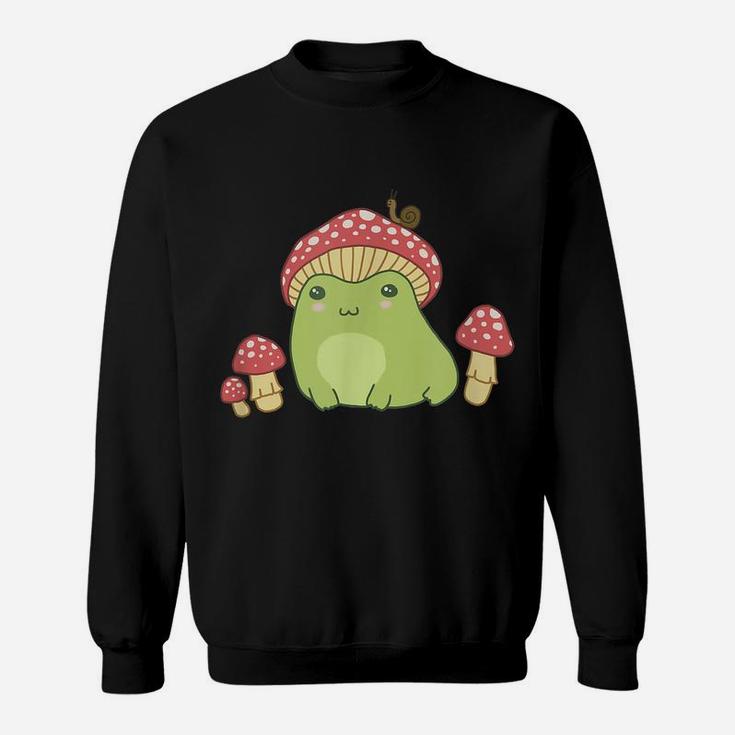 Frog With Mushroom Hat & Snail - Cottagecore Aesthetic Sweatshirt