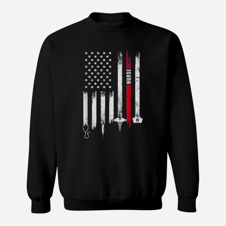Funny American Flag Nurse Day Gift Idea Sweatshirt