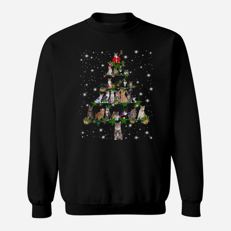 Funny Cats Christmas Tree Tee Ornament Decor Gift Sweatshirt