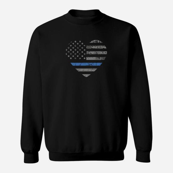 I Support The Thin Blue Line Heart Flag Sweatshirt Sweatshirt
