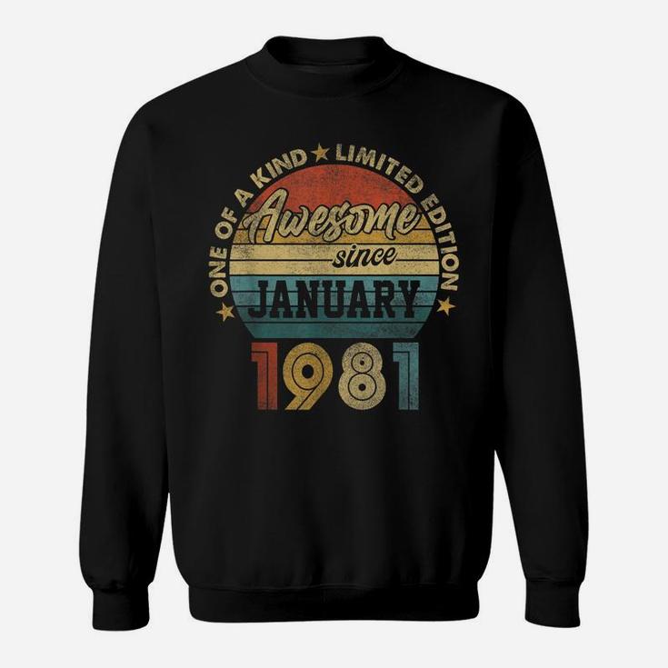January 1981 Vintage 40 Years Old Retro 40Th Birthday Gift Sweatshirt