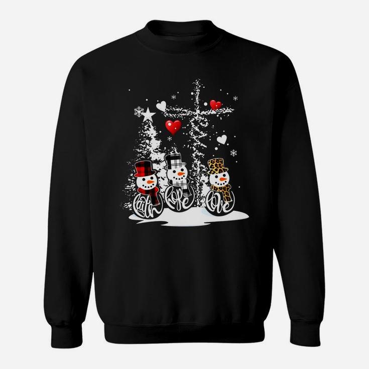 Jesus Christmas Season Faith Love Snowman Christian Sweatshirt