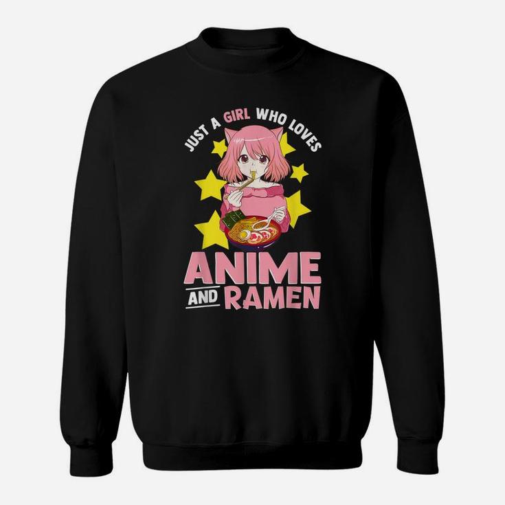 Just A Girl Who Loves Anime And Ramen Bowl Japanese Noodles Sweatshirt