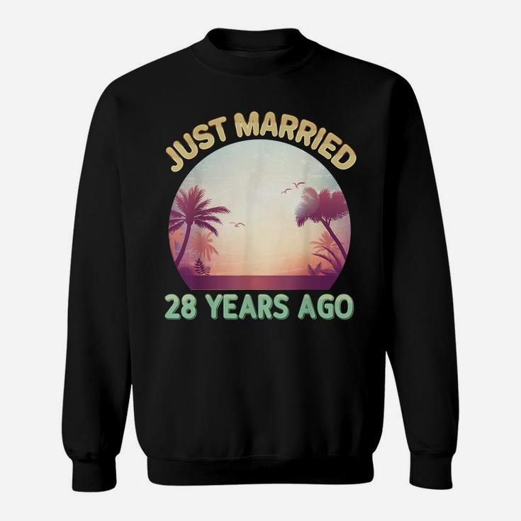 Just Married 28 Years Ago Happy 28Th Wedding Anniversary Sweatshirt