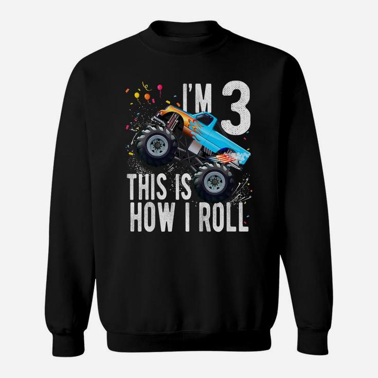 Kids 3 Year Old Shirt 3Rd Birthday Boy Monster Truck CarShirt Sweatshirt