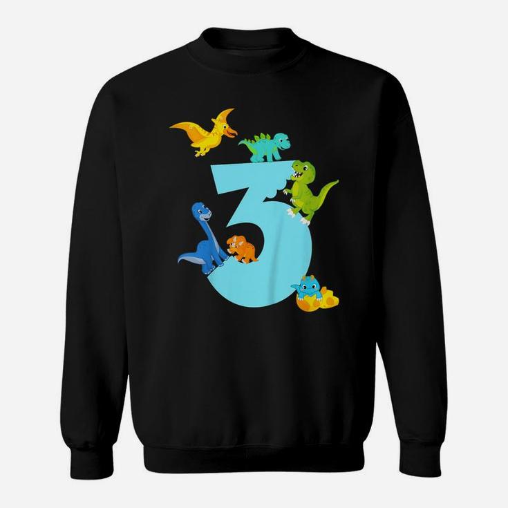 Kids 3Rd Birthday Boy - 3 Years Old - Dinosaur Celebrate Sweatshirt