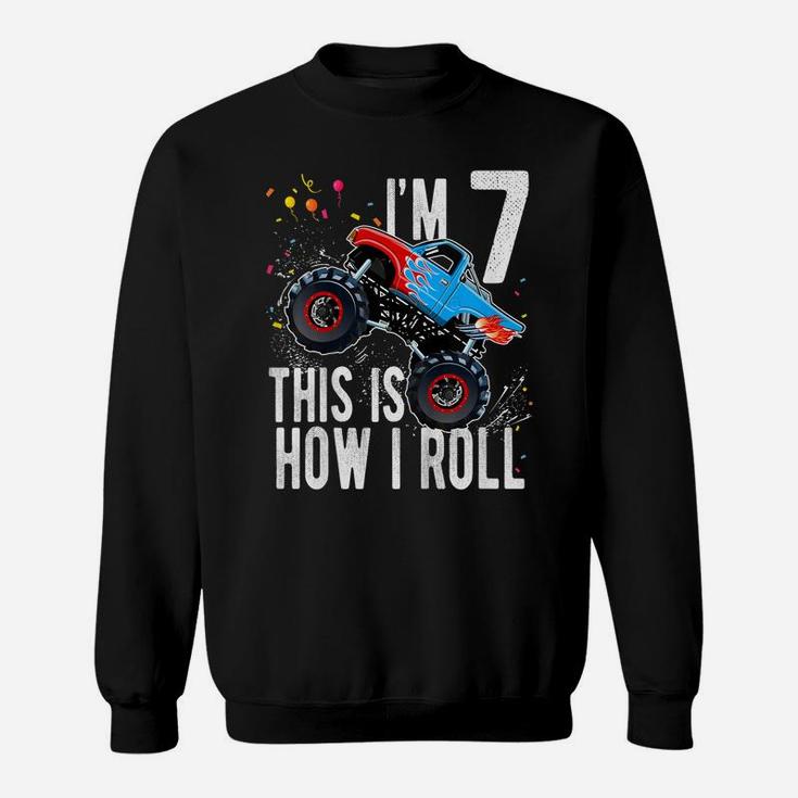 Kids 7 Year Old Shirt 7Th Birthday Boy Monster Truck Car T Shirt Sweatshirt