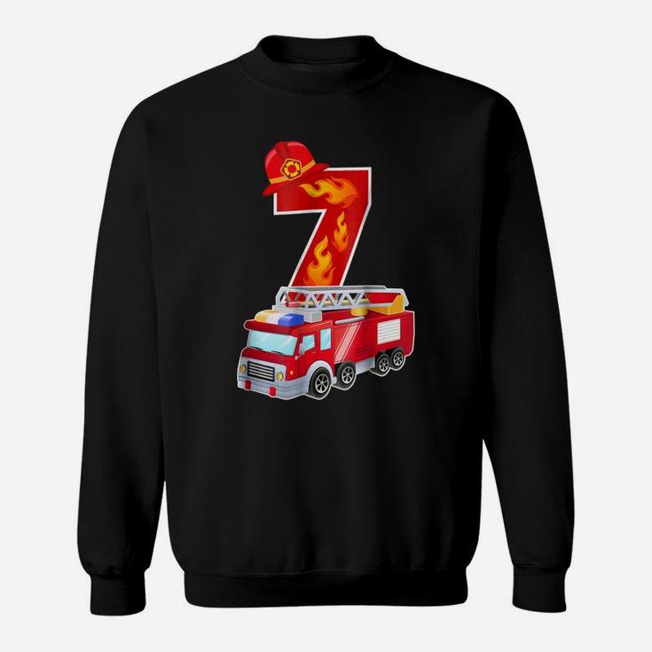 Kids 7Th Birthday Party Fire Truck Toddler Age 7 T Shirt Sweatshirt