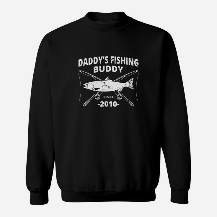Kids Daddys Fishing Buddy Since 2010 9th Birthday Fishing Gift Sweatshirt