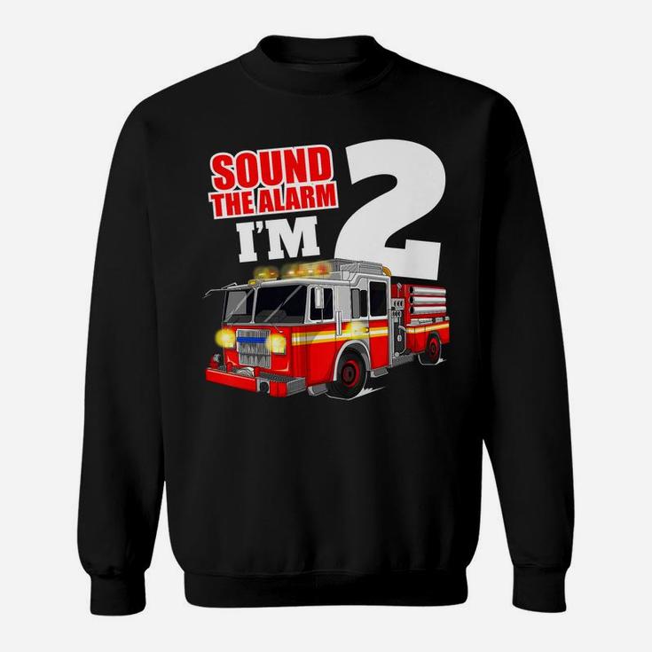 Kids Fire Truck 2Nd Birthday T Shirt 2 Boy Toddler Firefighter Sweatshirt