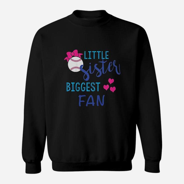 Kids Sweet Little Sister Biggest Fan Baseball Sweatshirt