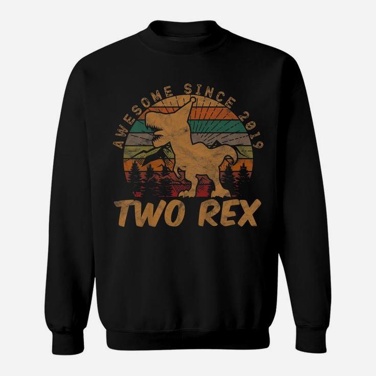 Kids Two Rex 2Nd Birthday Gifts Second Dinosaur 2 Year Old Sweatshirt
