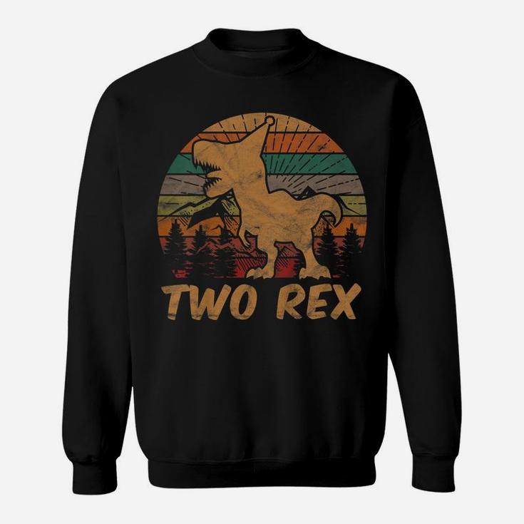 Kids Two Rex Dinosaur Lover 2 Year Old Gift 2Nd Birthday Boy Sweatshirt