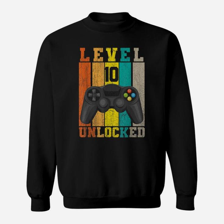Level 10 Unlocked Retro Vintage Video Game 10Th Birthday Boy Sweatshirt