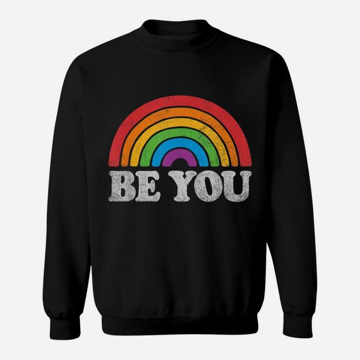 Lgbtq Be You Gay Pride Month Lgbt Rainbow Flag Retro Vintage Sweatshirt