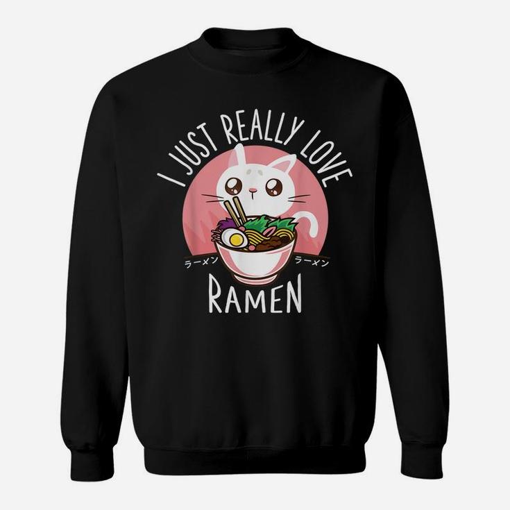 Love Ramen Japanese Noodles  Kawaii Anime Cat Gifts Sweatshirt