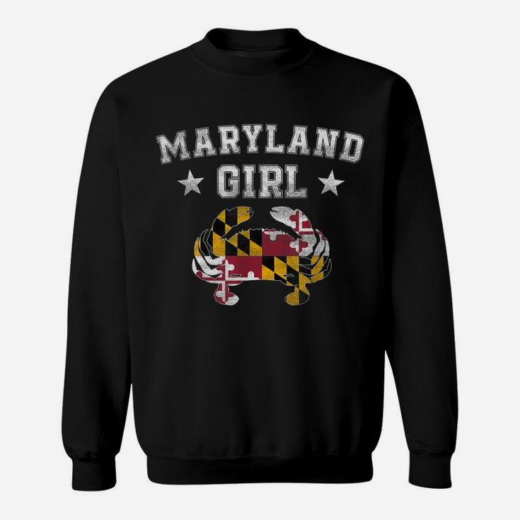 Maryland Girl Flag Blue Crab T Shirt - State Pride Retro Tee Sweatshirt