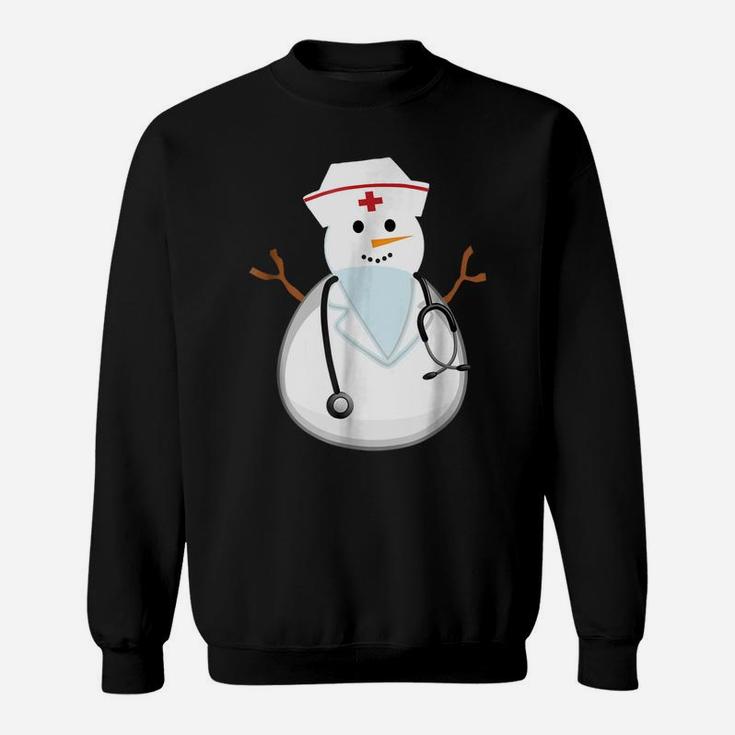 Medical Scrub Top Nurse's Hat Wearing Snowman  Gift Sweatshirt
