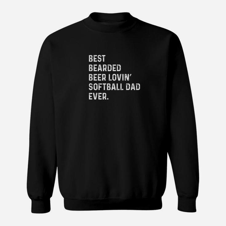 Mens Best Bearded Beer Lovin Softball Dad Fathers Day Gift Premium Sweatshirt