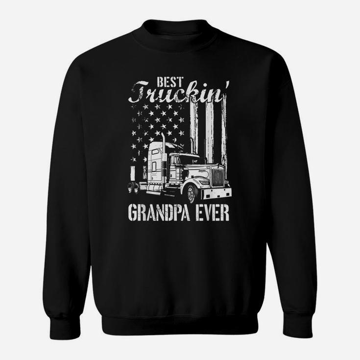 Mens Best Trucking Grandpa Ever Truck Driver American Flag Sweatshirt