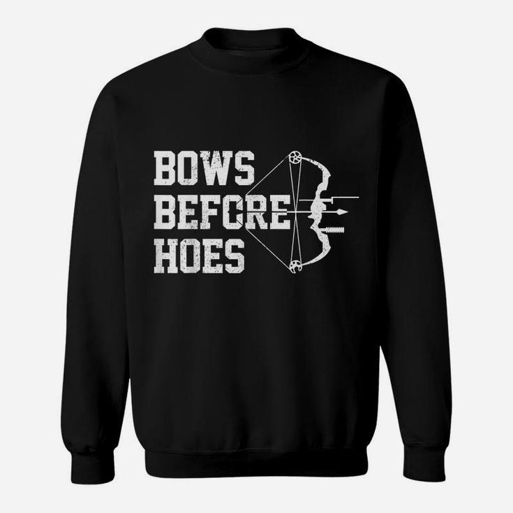 Mens Bows Before Hoes Archery Bow Hunting Funny Archer Gift Sweatshirt