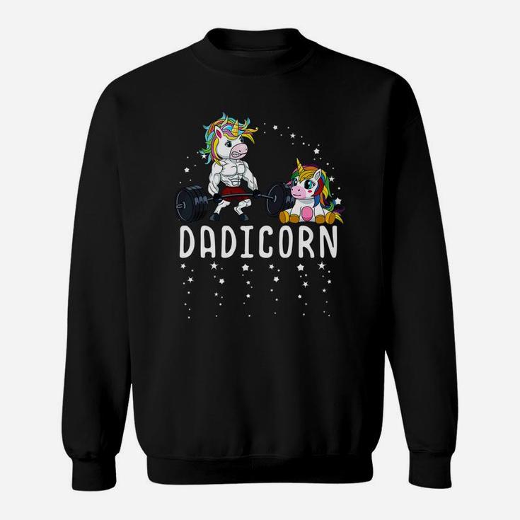 Mens Dadicorn Unicorn Dad Fitness Gym Weightlifting Birthday Sweatshirt