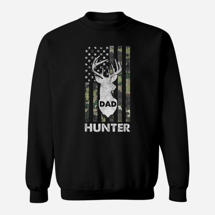 Mens Deer Hunter Dad Fathers Day Hunting American Flag Camo Papa Sweatshirt