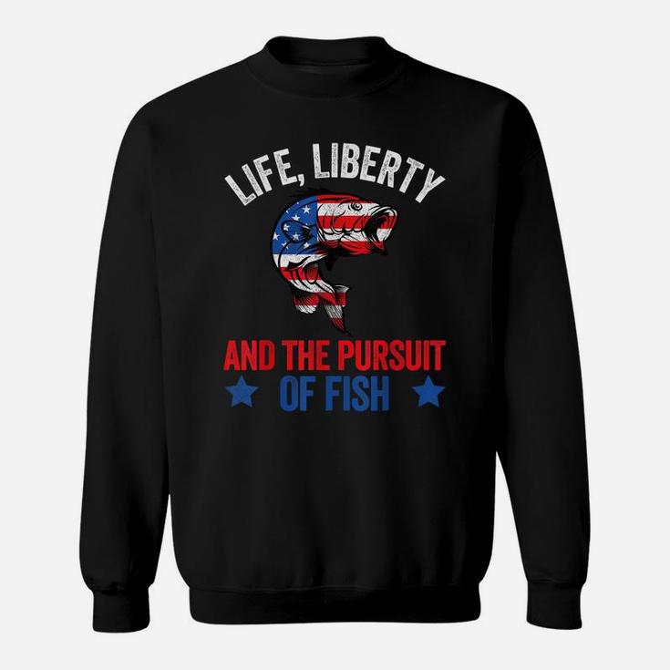 Men's Fishing Sweatshirts Hoodies, Funny American Flag Bass Sweatshirt