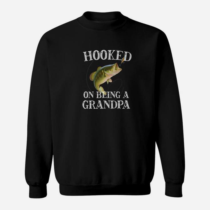 Mens Hooked On Being A Grandpa Quote Funny Fishing Mens Gift Premium Sweatshirt