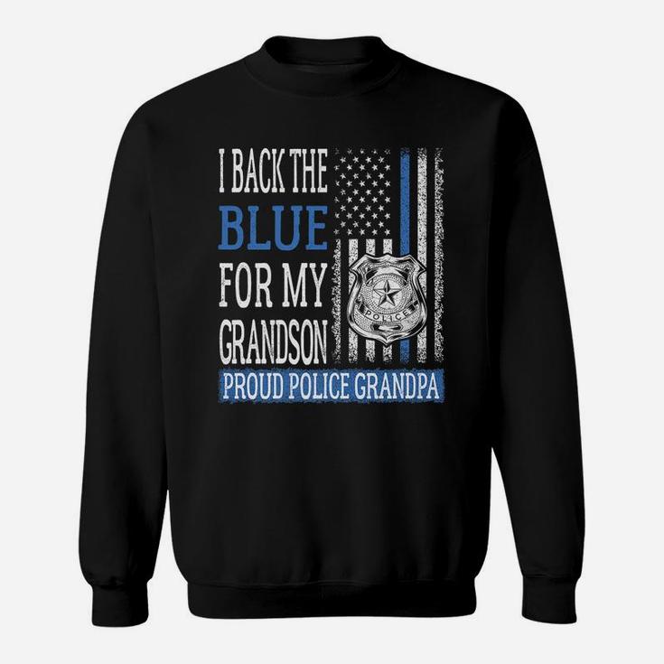 Mens I Back The Blue For My Grandson Proud Police Grandpa Family Sweatshirt