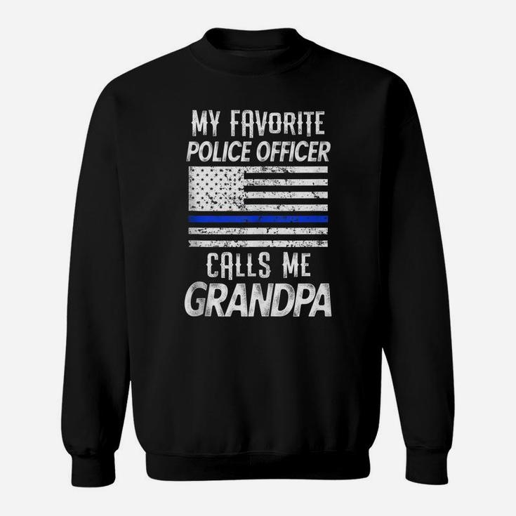 Mens Mens My Favorite Police Officer Calls Me Grandpa Thin Blue Sweatshirt