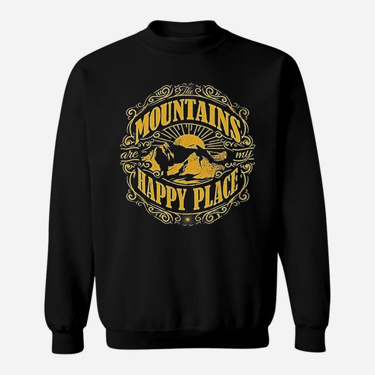 Mountains Are My Happy Place Cool Vintage Hiking Camping Sweatshirt