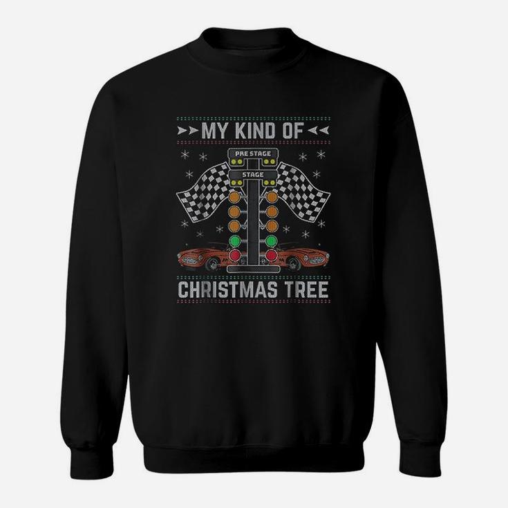 My Kind Of Christmas Tree Drag Racing Ugly Christmas Sweatshirt