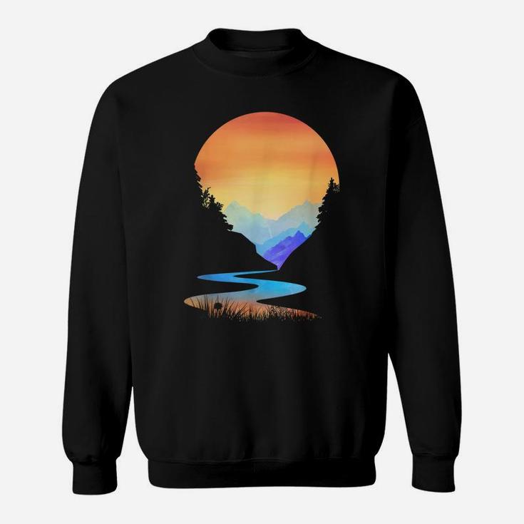 Outdoor Sunset Vintage Style Mountains Sun Nature Sweatshirt
