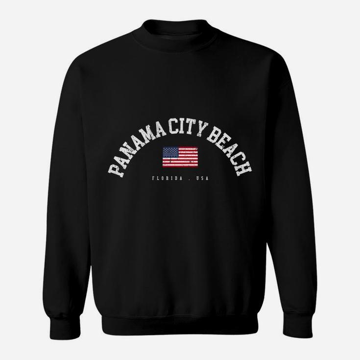 Panama City Beach Fl Retro American Flag Usa City Name Sweatshirt Sweatshirt