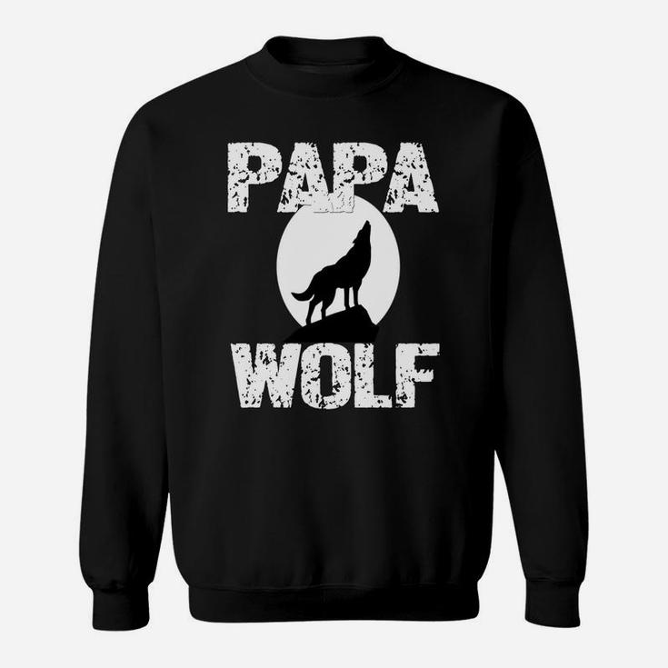 Papa Wolf Shirt Matching Family Tribe Wolves Moon Father Dad Sweatshirt Sweatshirt