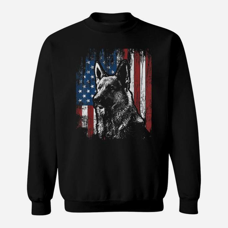 Patriotic German Shepherd American Flag Shirt Dog Gifts Sweatshirt