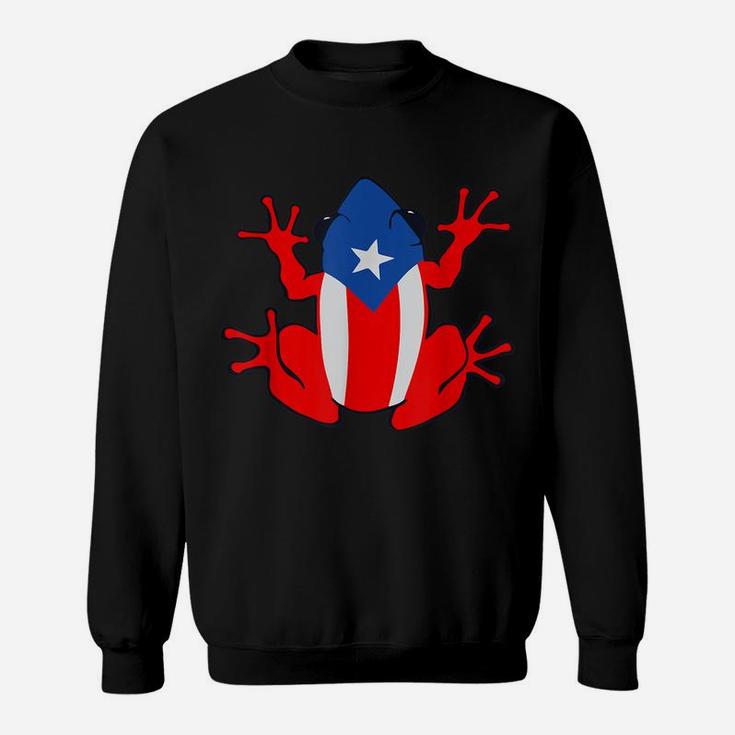 Patriotic Puerto Rico Flag Frog Puero Rican Culture Roots Sweatshirt