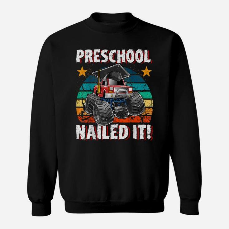 Preschool Monster Truck Retro Graduation Cap Gift For Boys Sweatshirt