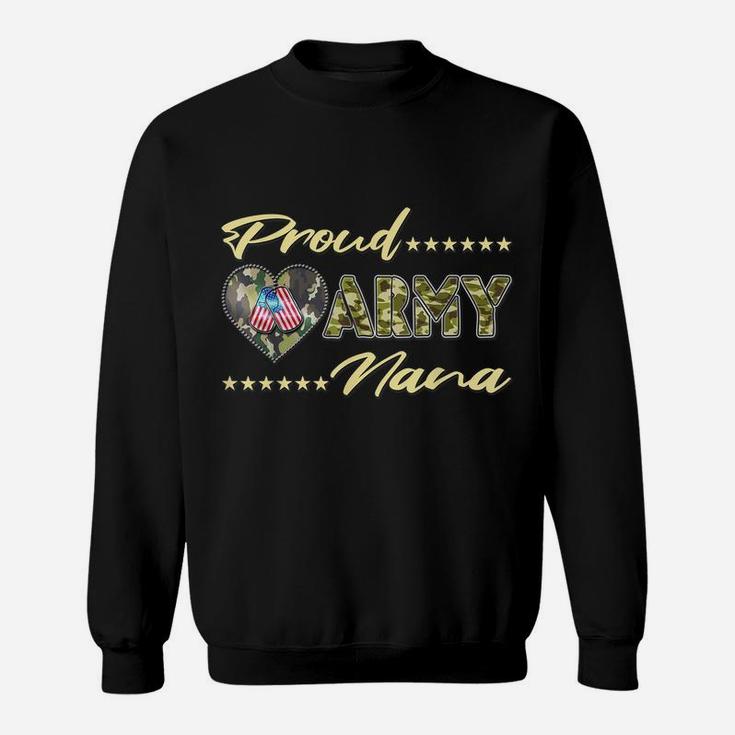 Proud Army Nana Us Flag Dog Tag Military Grandma Family Gift Sweatshirt
