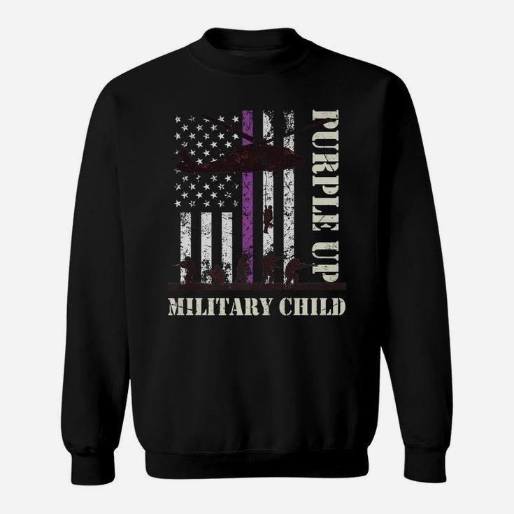 Purple Up Shirts Military Child Kids Army Retro Vintage Flag Sweatshirt