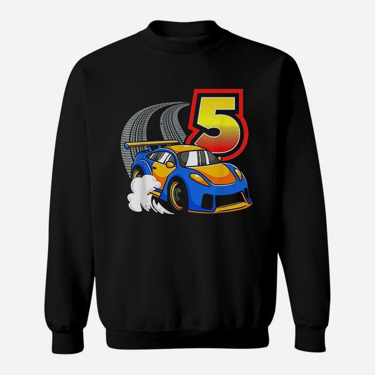 Race Car 5th Birthday 5 Year Old Toddler Boy Racing Sweatshirt