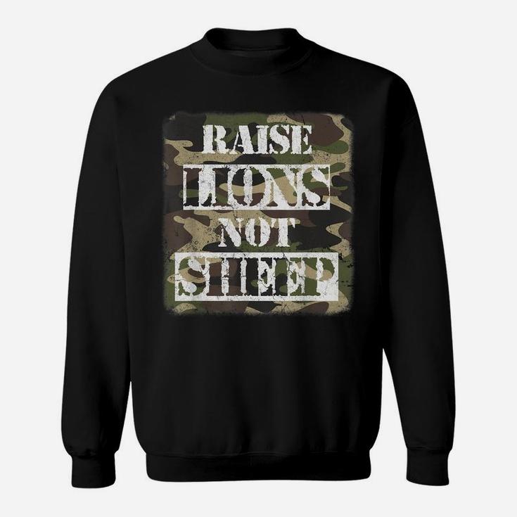 Raise Lions Not Sheep, American Patriot Camo, Patriotic Lion Sweatshirt