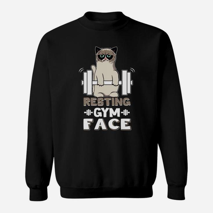 Resting Gym Face Funnt Cat Gym Shirt Work Out Sweatshirt