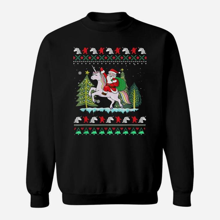 Santa Claus Riding Unicorn Christmas Sweatshirt