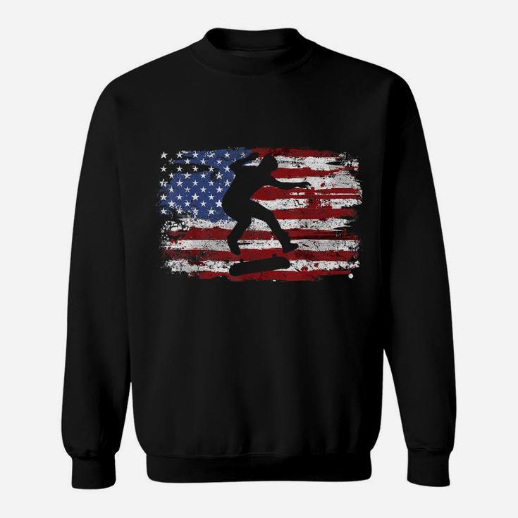 Skateboard Vintage Usa Flag Sweatshirt